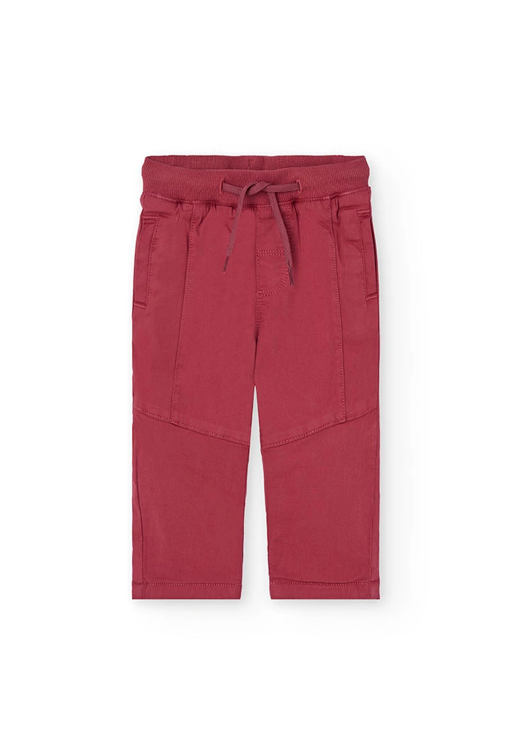 Pantalón niño algodón elástico granate