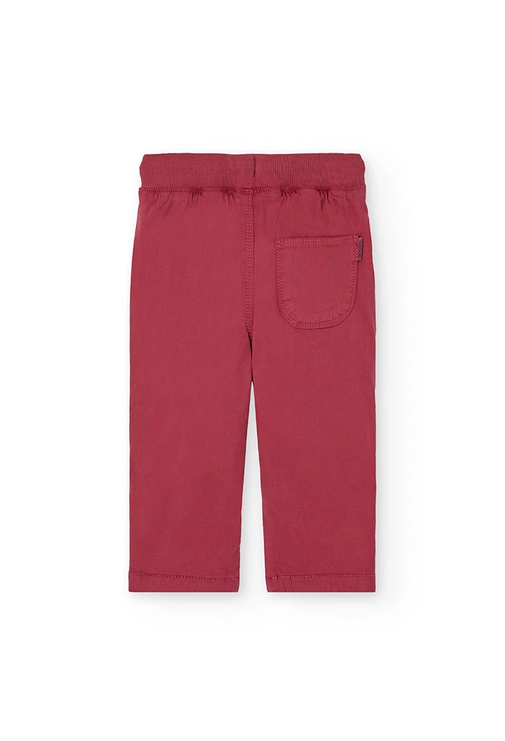 Pantalón niño algodón elástico granate