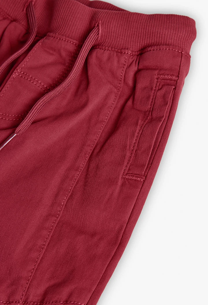 Pantalón niño algodón elástico granate