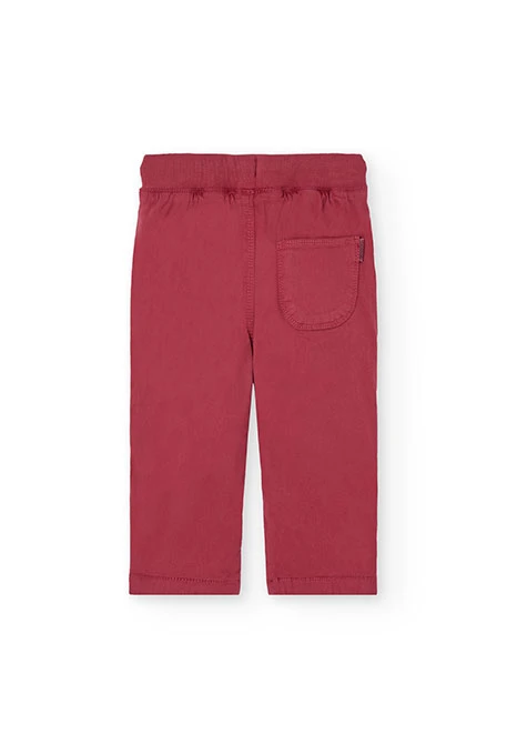 Pantalon garçon coton élastique grenat