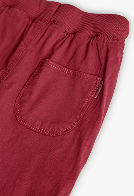 Pantalon garçon coton élastique grenat