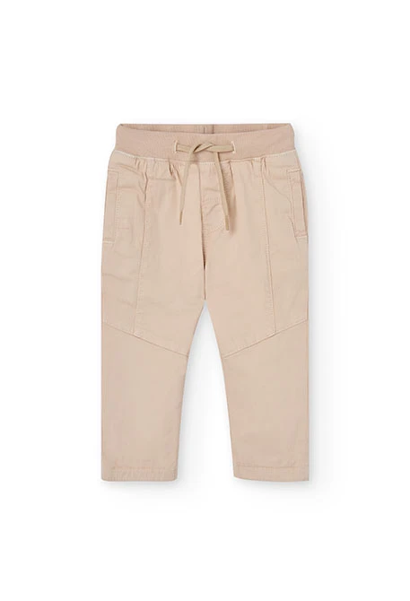Pantalone bambino cotone elasticizzato beige