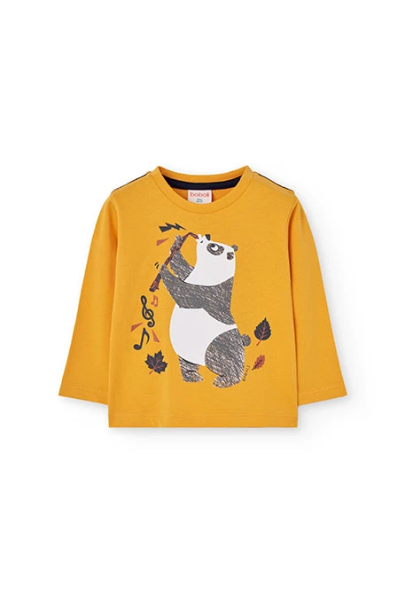 T-shirt garçon jaune ours panda