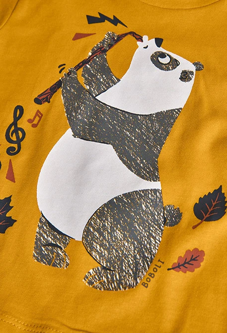 Maglietta bambino gialla orso panda