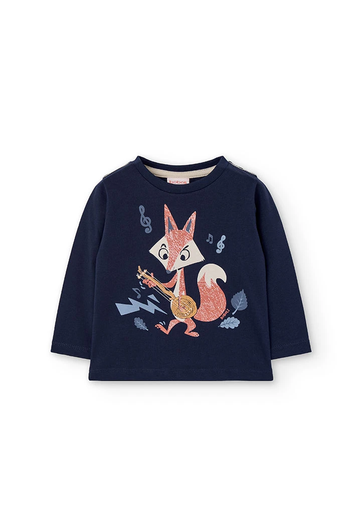 Navy blue fox boy´s T-shirt
