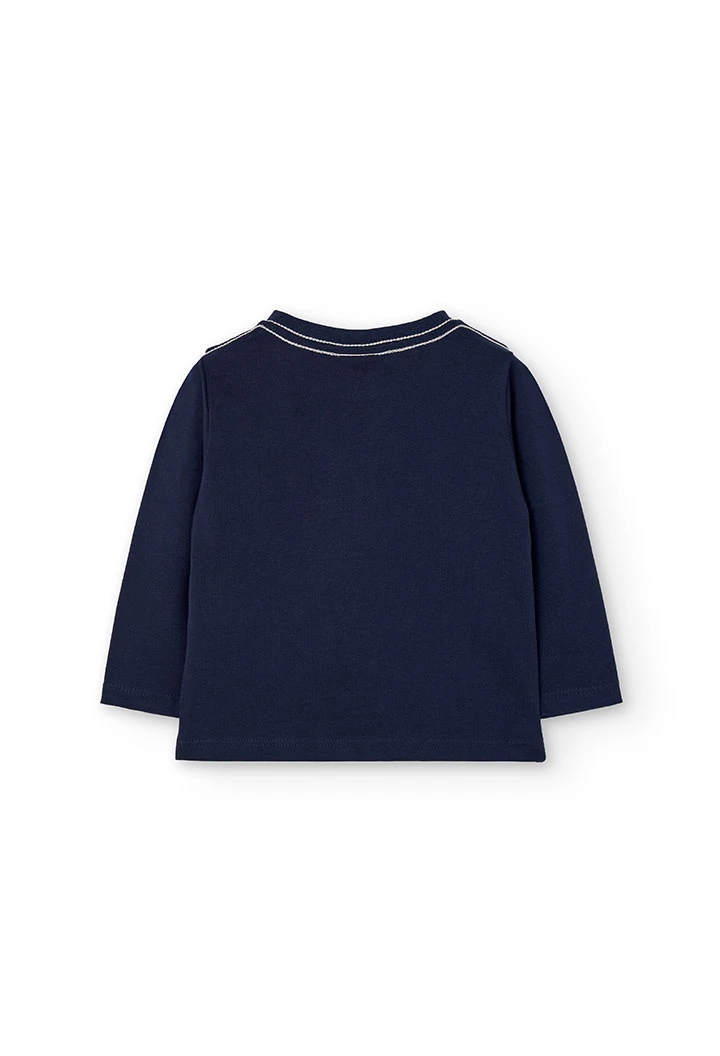 T-shirt menino raposa azul-marinho