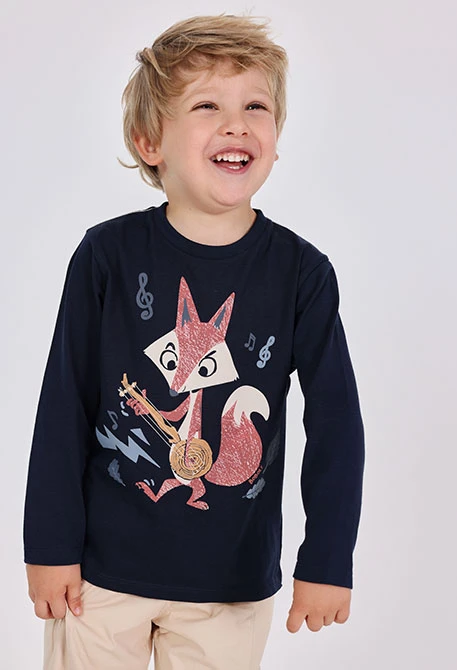 Maglietta bambino volpe blu navy