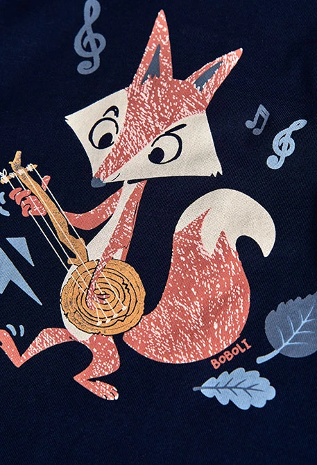 Jungen T-Shirt mit Fuchs in Marineblau