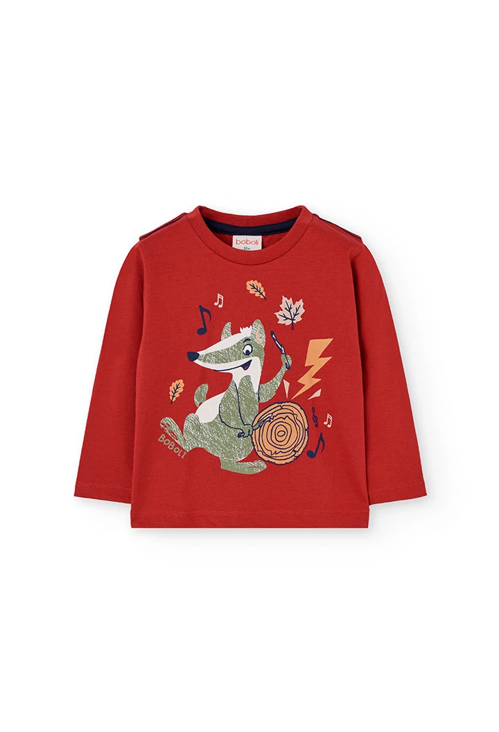 Burgundy printed knit boy´s t-shirt