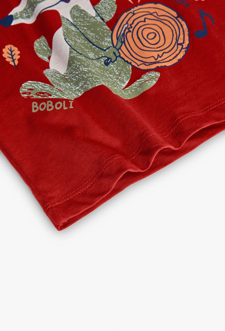 Maglietta bambino in maglia bordeaux stampata