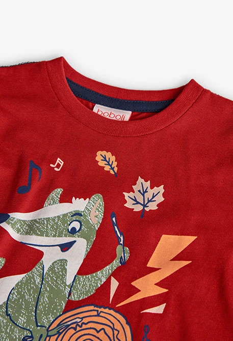 Jungen T-Shirt aus granatfarbenem Jersey mit Print