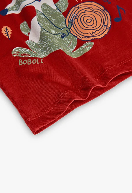 T-shirt menino malha grená estampada