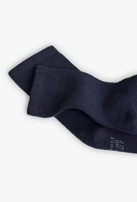 Navy blue knitted socks with stripes