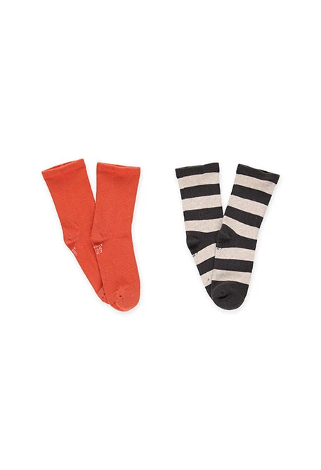 Pack gestreifte orangene Socken