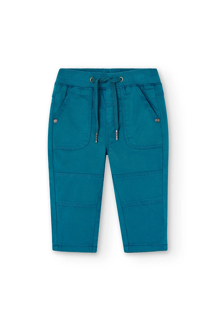 Pantalón gabardina elástica de bebé azul klein -BCI