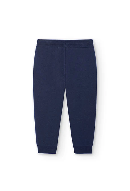 Baby boy's basic plush trousers in navy blue