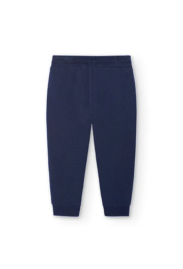 Pantaloni felpati basic da neonato blu marino