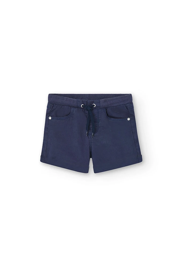 Baby boy's navy blue gabardine bermuda shorts