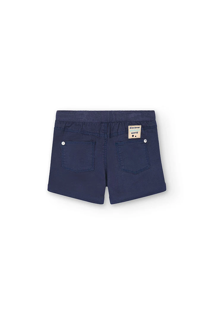 Baby boy's navy blue gabardine bermuda shorts