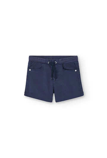 Baby boy's navy blue gabardine bermuda shorts