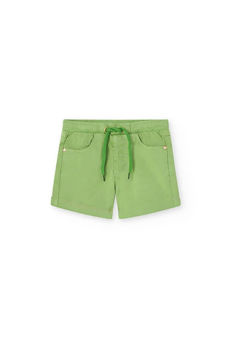 Baby boy's green gabardine bermuda shorts