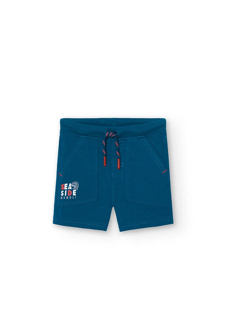 Strick-Bermuda-Shorts einfach, für Baby-Jungen, in Farbe Blau