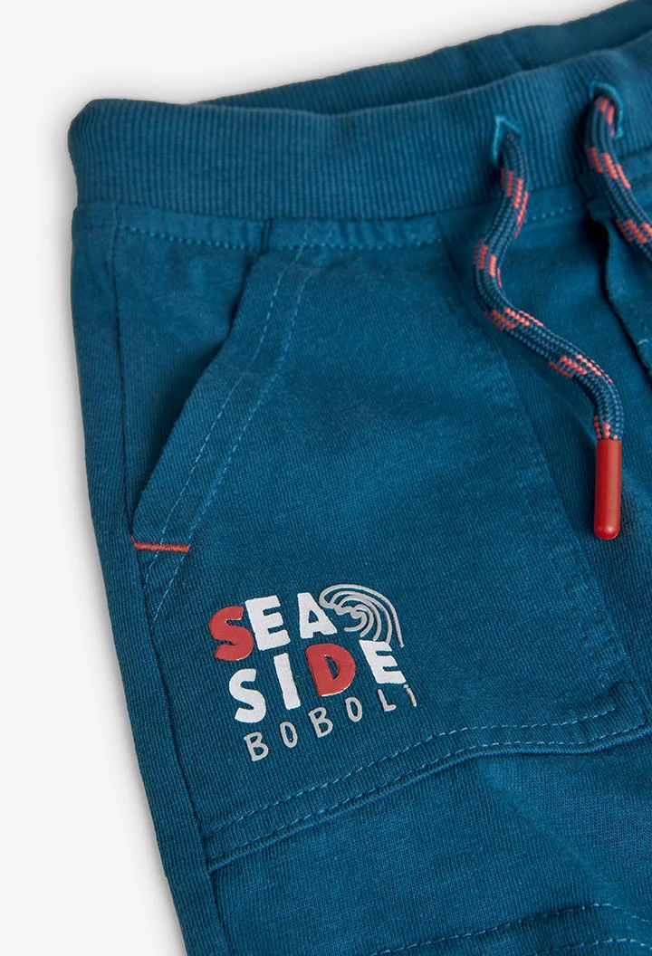 Bermuda tricoté basic pour bébé garçon, couleur bleue