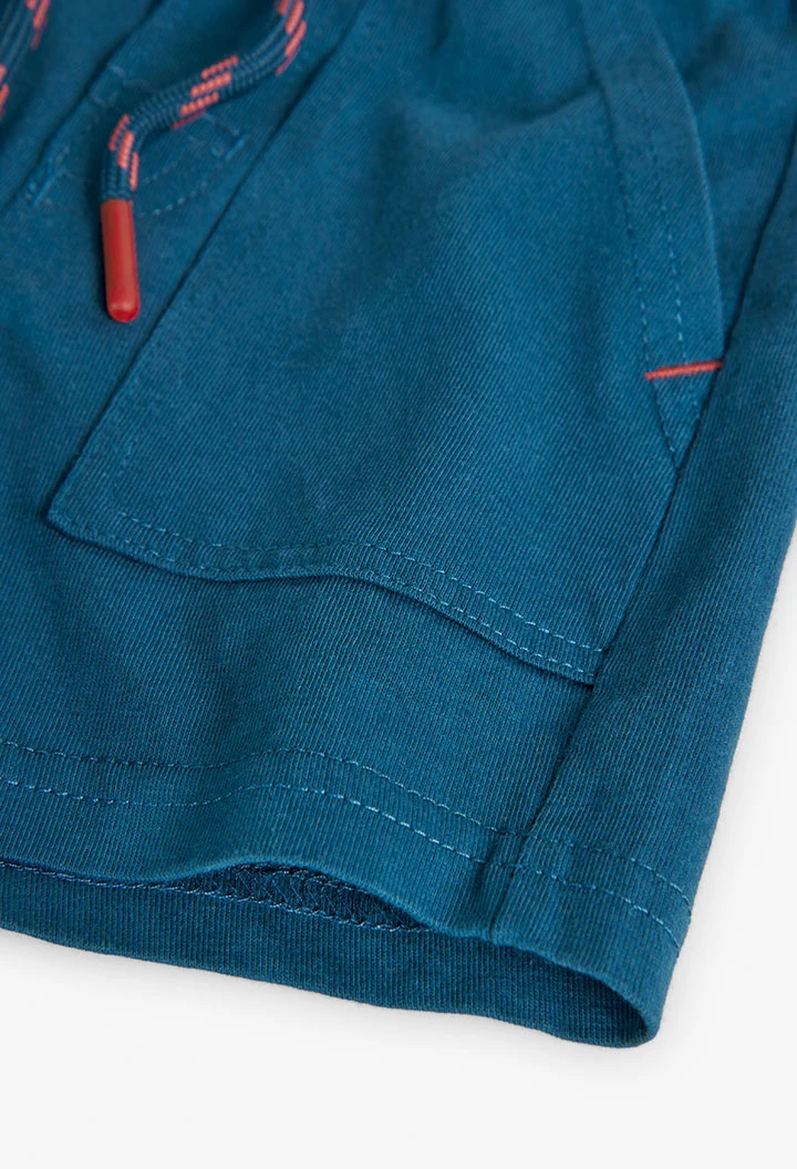 Bermuda tricoté basic pour bébé garçon, couleur bleue