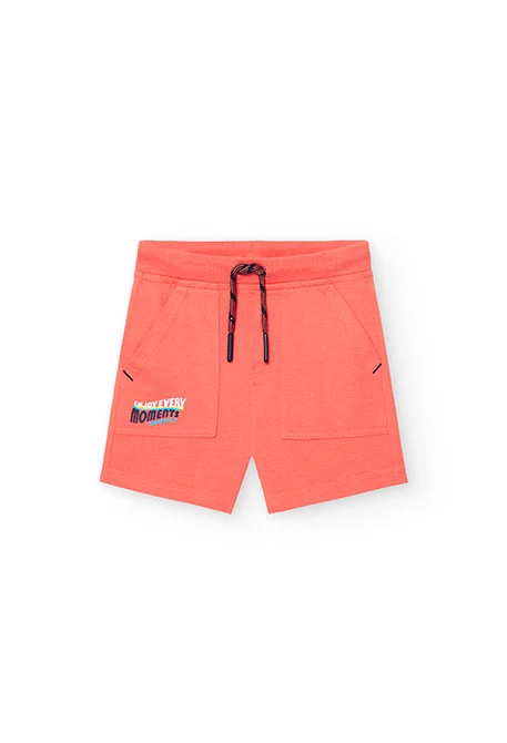 Basic knit shorts for baby boys in orange 