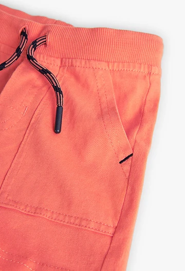 Strick-Bermuda-Shorts einfach, für Baby-Jungen, in Farbe Orange