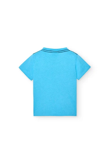 Camisola azul de malha de bebé menino