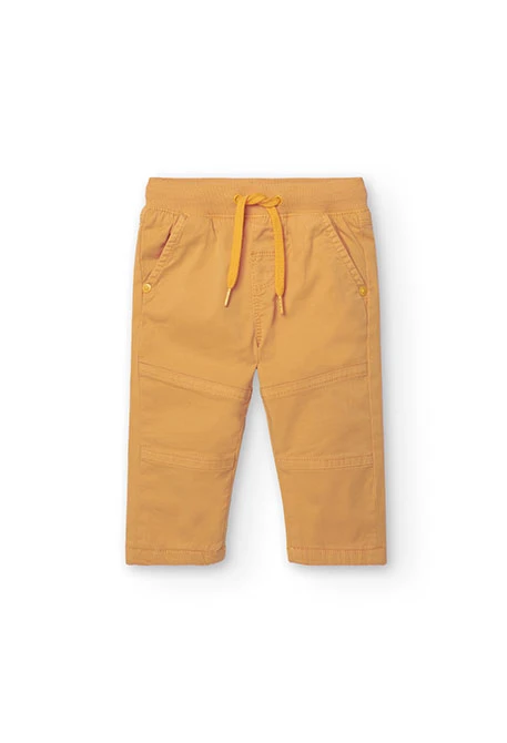 Basic elastic trousers for baby boy in yellow