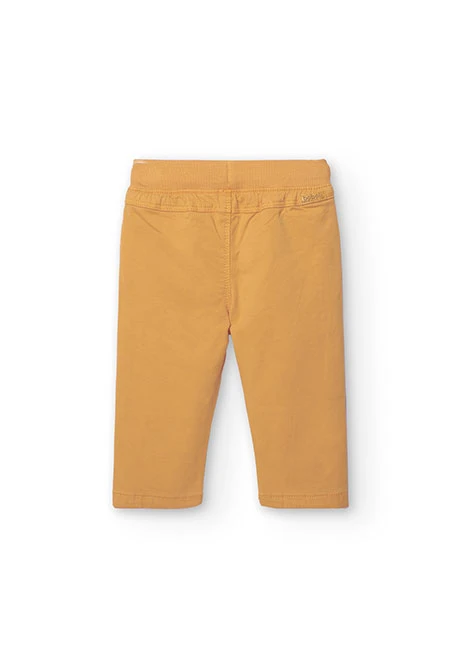 Basic elastic trousers for baby boy in yellow