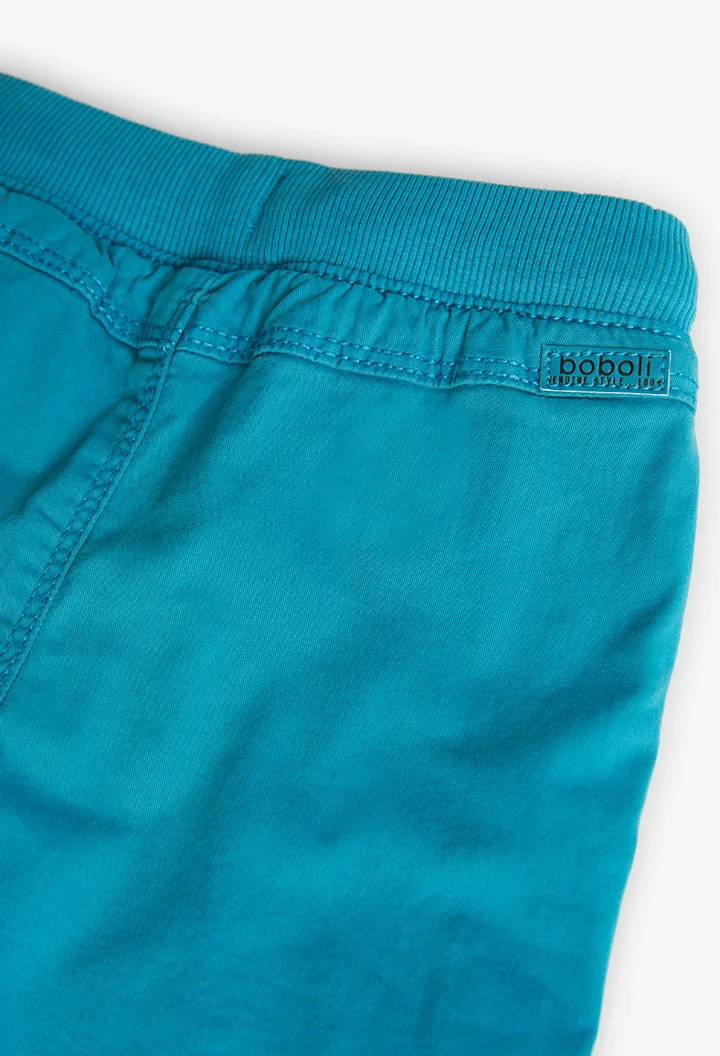 Pantalón básico elástico para bebé niño en verde agua