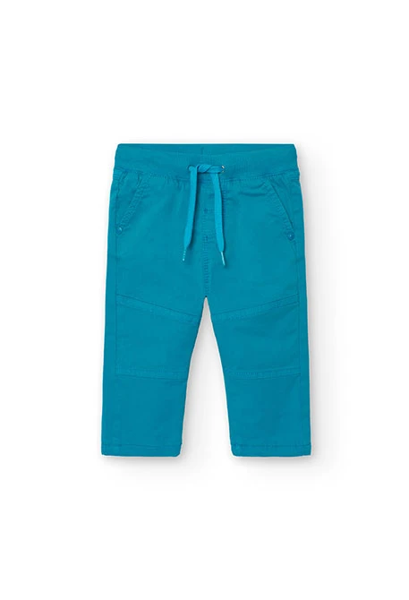 Basic elastic trousers for baby boy in green