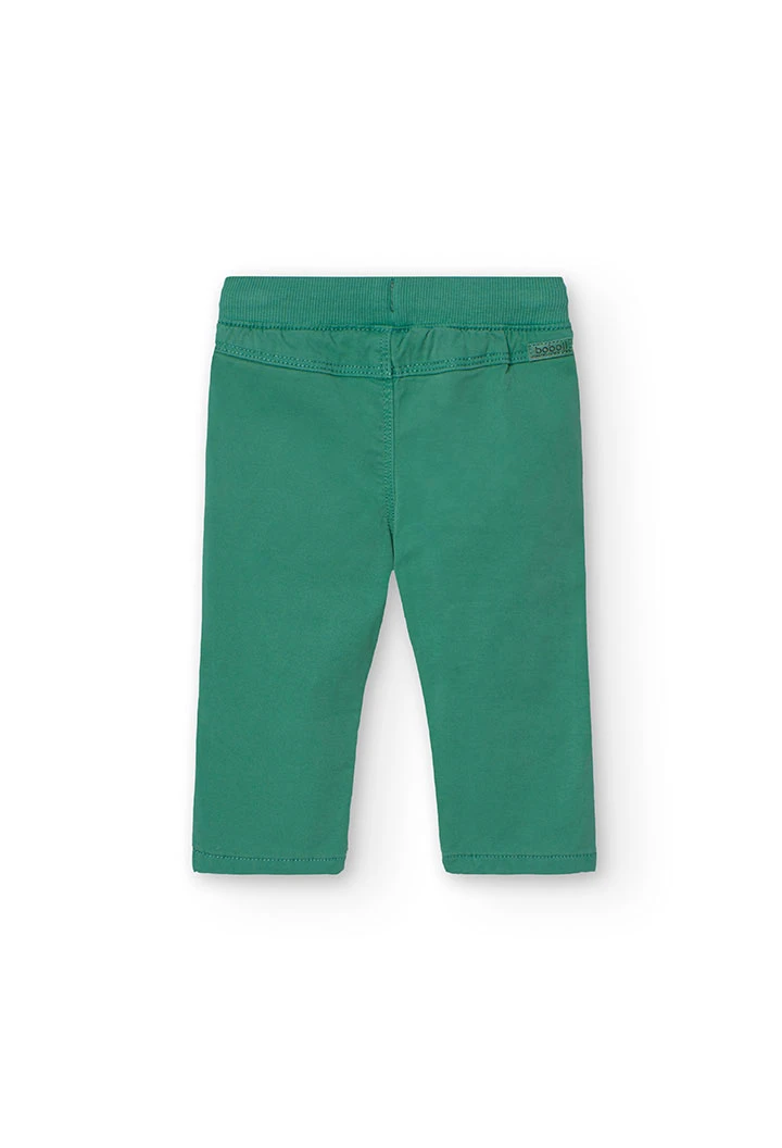 Basic elastic trousers for baby boy in green