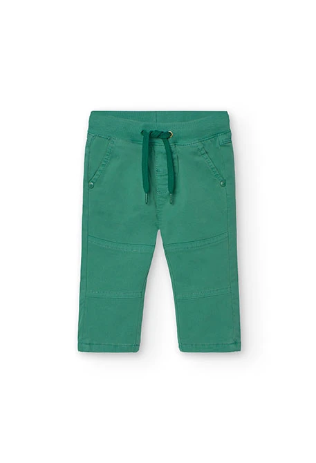 Basic elastic trousers for baby boy in green