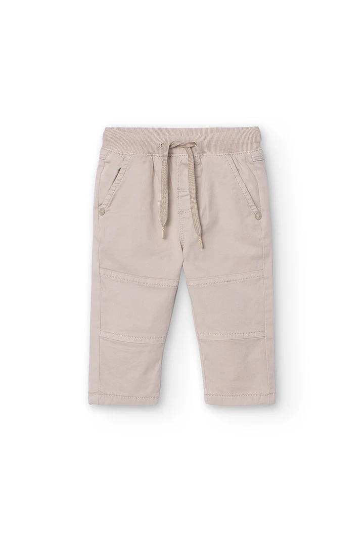 Pantalone base elastico per neonato maschio in beige