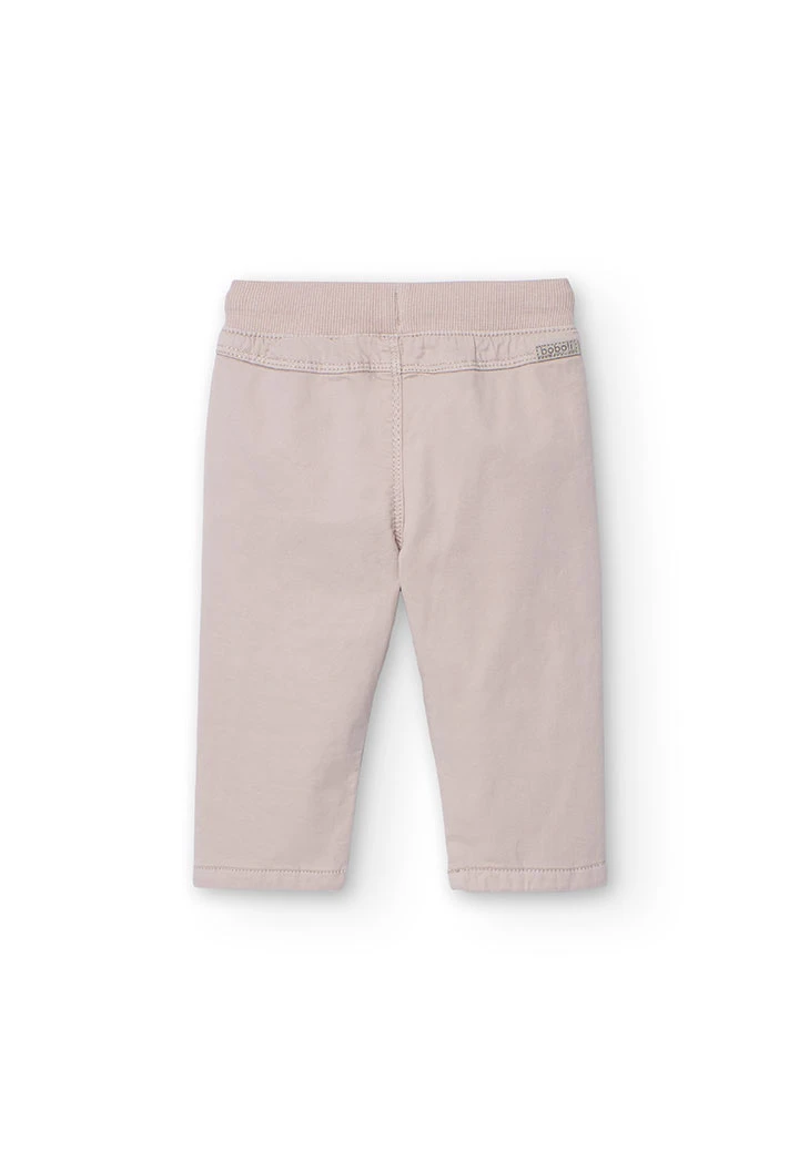 Pantalón básico elástico para bebé niño en beige