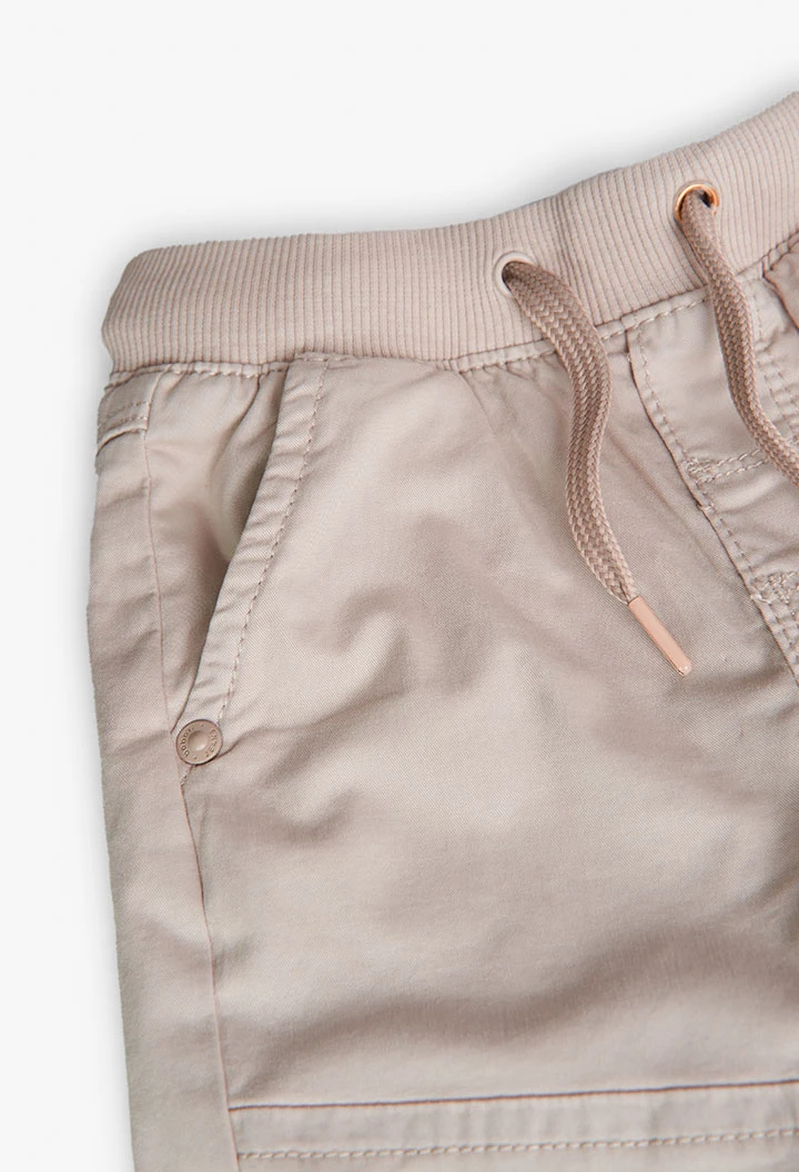 Pantalon basique élastique pour bébé garçon en beige