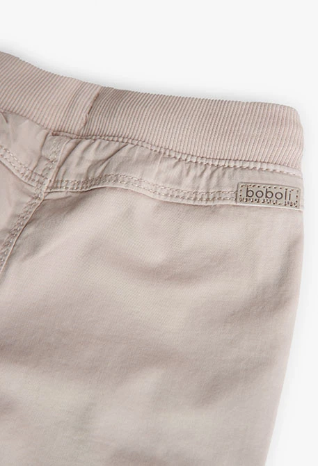 Pantalón básico elástico para bebé niño en beige