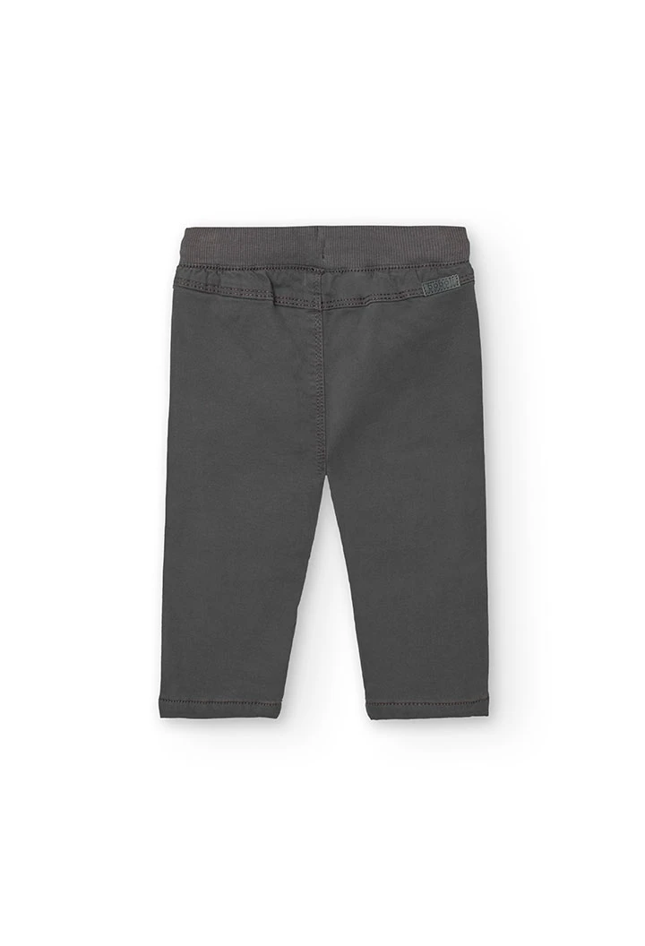 Pantalón básico elástico para bebé niño en gris oscuro