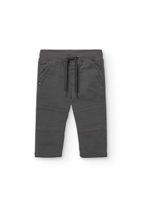 Basic elastic trousers for baby boy in dark grey