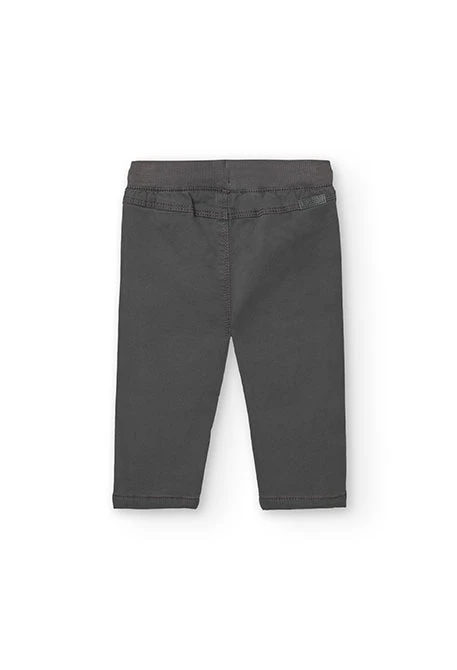 Basic elastic trousers for baby boy in dark grey