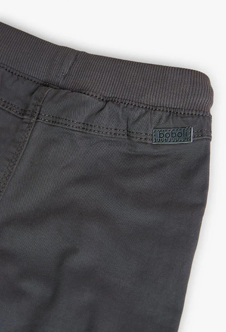 Basic elastic trousers for baby boy in dark grey