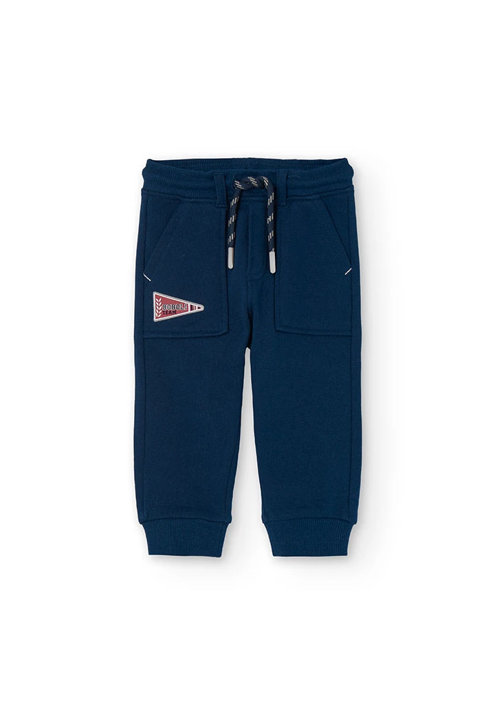 Pantalón de felpa para bebé niño en azul marino