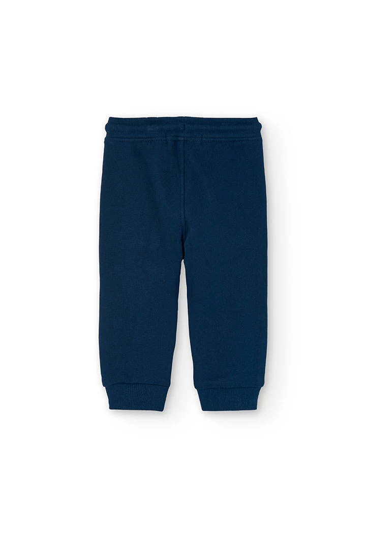 Pantalón de felpa para bebé niño en azul marino