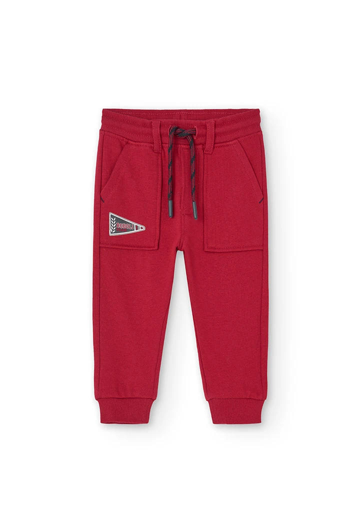 Red fleece trousers for baby boy