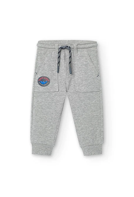 Pantalon jogging en molleton pour bébé garçon en gris chiné