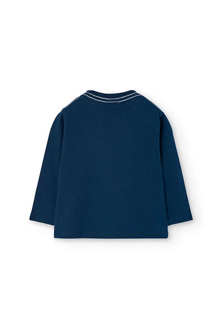 T-shirt en coton basique pour bébé garçon imprimée en bleu marine